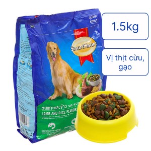 Thức ăn cho chó lớn SmartHeart vị thịt cừu và gạo túi 1.5kg