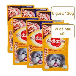 6 gói sốt cho chó lớn Pedigree vị gà 130g