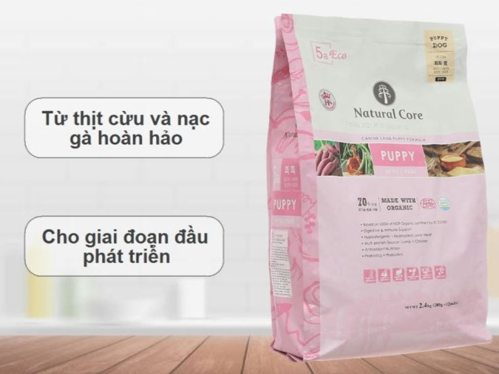 Thức ăn cho chó con Natural Core vị thịt cừu gói 2.4kg 2