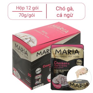 Hộp 12 gói pate cho chó MARIA gà và cá ngừ 70g