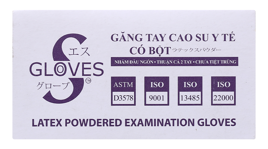 Găng tay y tế có bột Gloves S Latex Powedered Examination size L