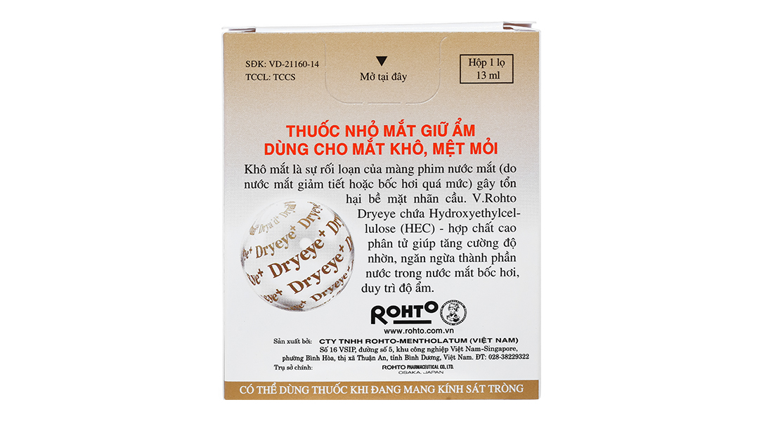 Dung dịch nhỏ mắt V.Rohto Dryeye giảm khô mắt, mỏi mắt