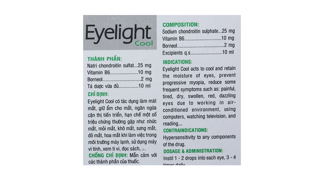 Dung dịch nhỏ mắt Eyelight Cool giữ ẩm, làm mát mắt