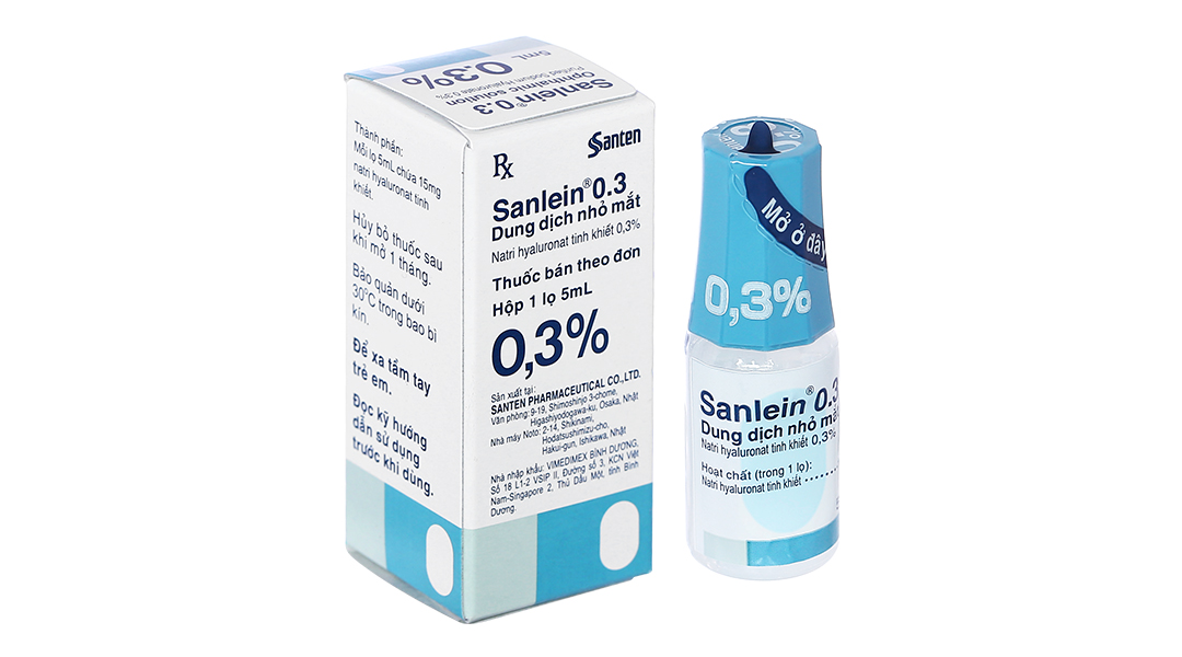 Dung dịch nhỏ mắt Sanlein 0.3 trị rối loạn biểu mô giác mạc