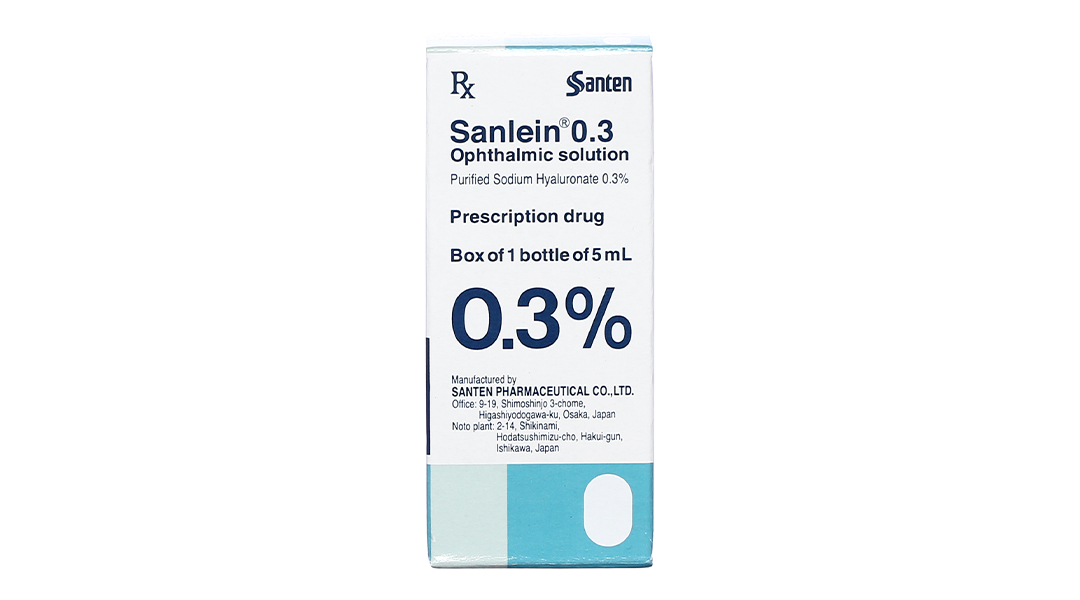 Dung dịch nhỏ mắt Sanlein 0.3 trị rối loạn biểu mô giác mạc
