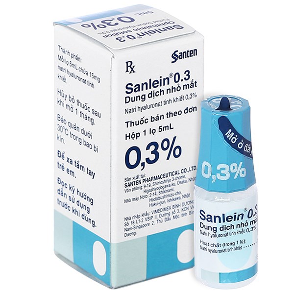 Dung dịch nhỏ mắt Sanlein 0.3 trị rối loạn biểu mô kết - giác mạc