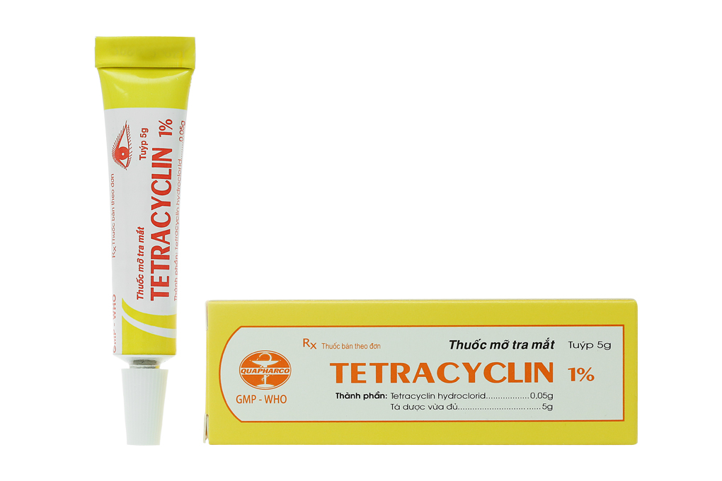 Tetracyclin 1% là loại thuốc mỡ được dùng để điều trị những tình trạng nhiễm khuẩn nào trên bề mặt nhãn cầu? 
