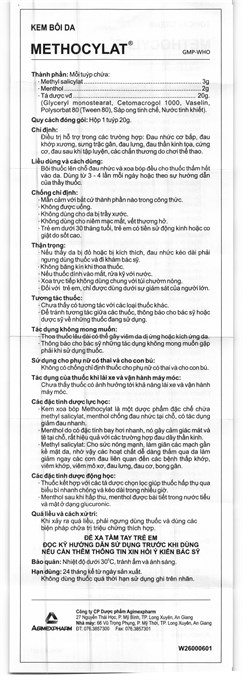 Kem bôi Methocylat giảm đau cơ, xương khớp