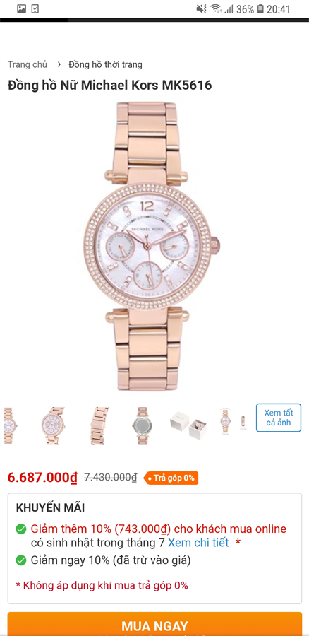 Đồng hồ Nữ Michael Kors MK5616, chính hãng, giá rẻ, mẫu mã mới