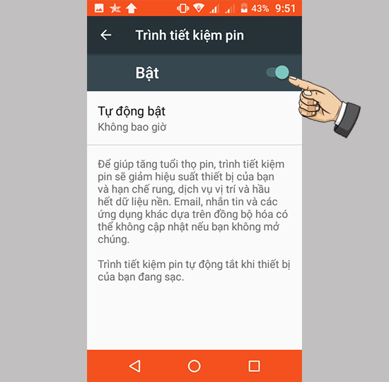 Bước 3: Bật tiết kiệm pin.