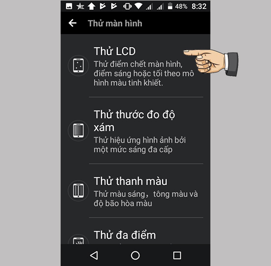 Bước 2: Chọn Thử LCD