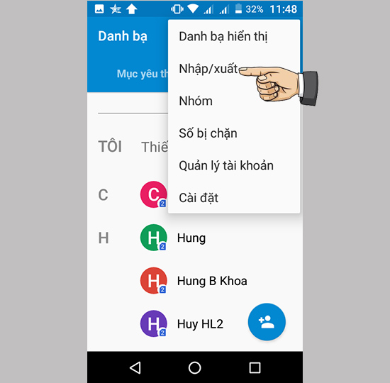 Bước 3: Chọn sim chứa danh bạ.