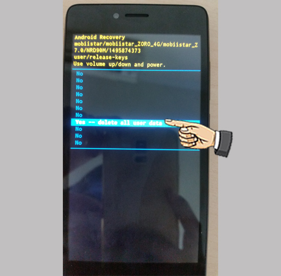 Bước 3: Chọn Yes--delete all user data