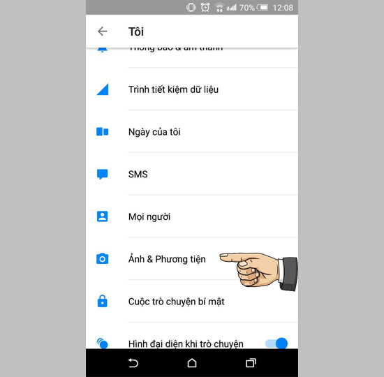 ​Mở messenger và thiết lập ảnh 