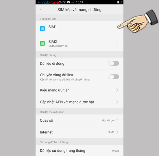 Bước 4: Chọn sim lên 3G.