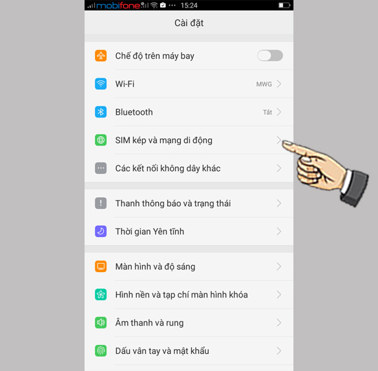 Bước 1: Đầu tiên vào Cài đặt chọn Sim kép & mạng di động