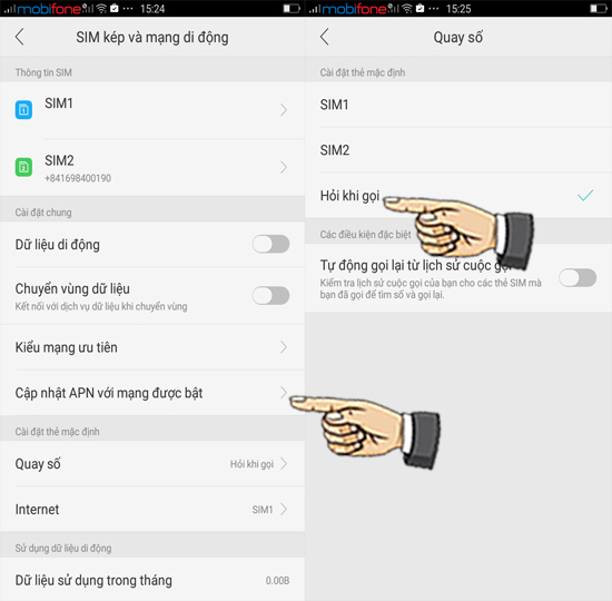 Bước 3: Chọn thẻ sim khi gọi.