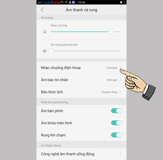 Bước 2: Chọn Nhạc chuông điện thoại