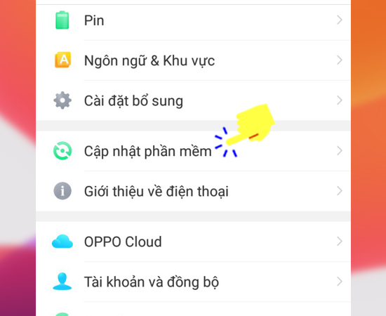 Bước 2: Tiếp theo hãy vào Cập nhật phần mềm.