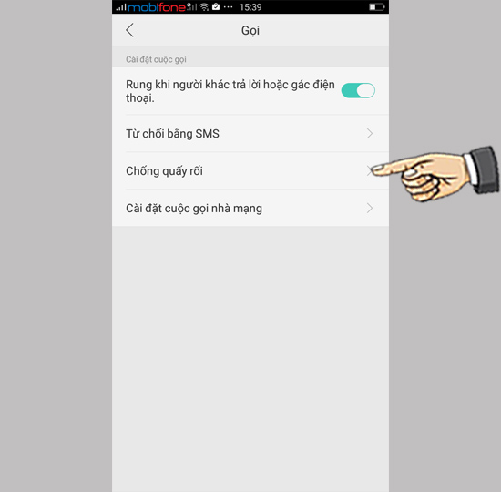 Bước 2: Chọn Chống quấy rối
