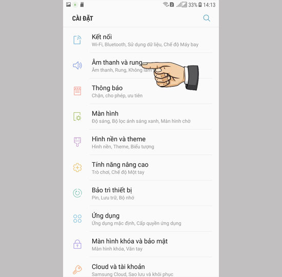 Cài đặt âm thanh và rung