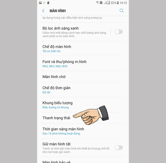 Vào thanh trạng thái