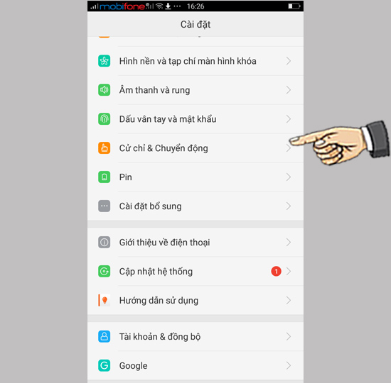  chọn Cử chỉ và chuyển động