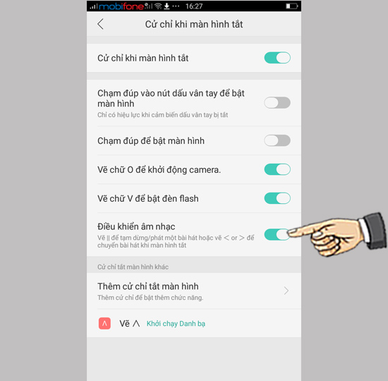Bước 3: Bật Điều khiển âm nhạc