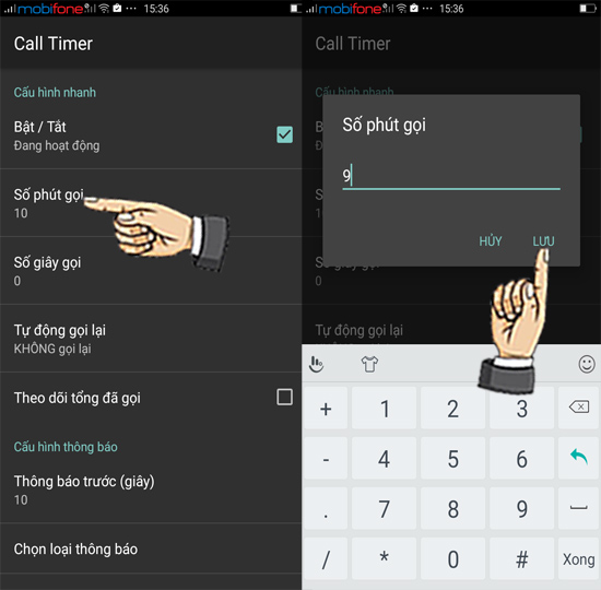 Bước 3: Chọn số phút giới hạn.