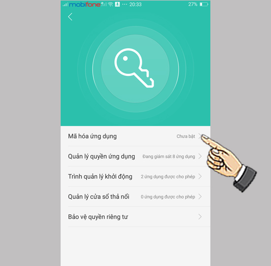 Bước 3: Chọn Mã hóa ứng dụng