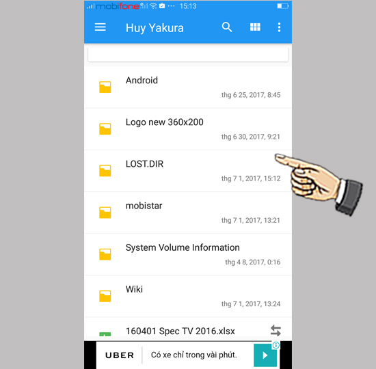 Bước 4: Kiểm tra bộ nhớ USB OTG bằng ứng dụng quản lí File.