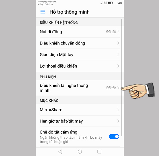 Bước 2: Chọn Điều khiển tai nghe thông minh