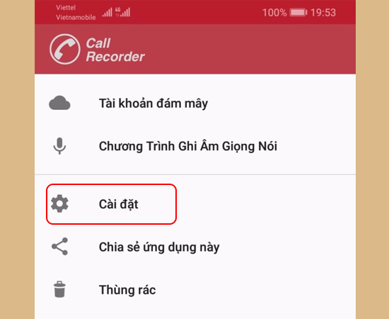 Bước 4: Tiếp theo bạn chọn Cài đặt.