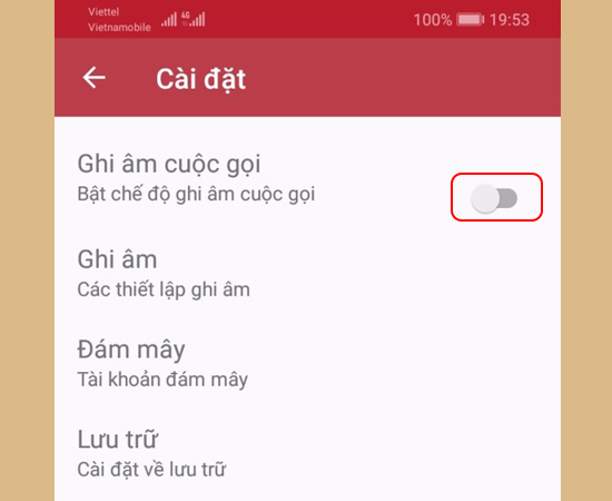Bước 5: Cuối cùng bạn bật chế độ ghi âm cuộc gọi.