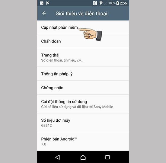 Vào cập nhật phần mềm