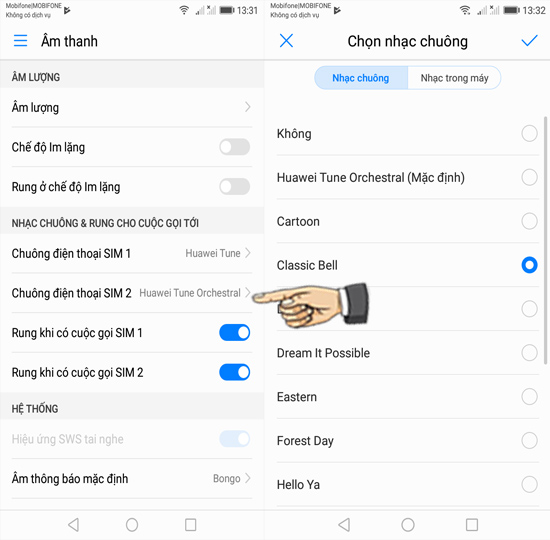 Bước 3: Chọn nhạc chuông Sim 2