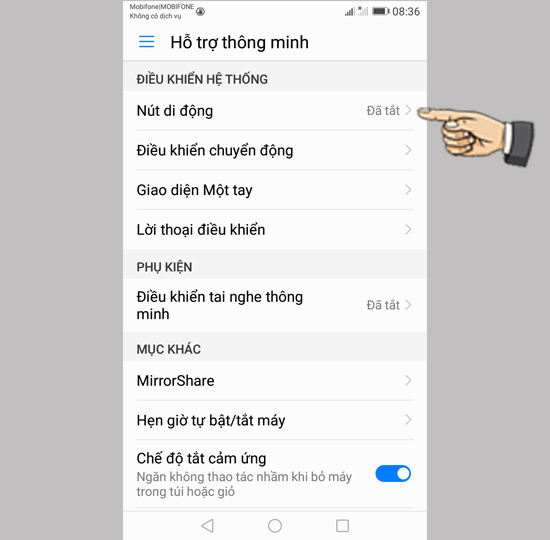 Bước 2: Chọn Nút di động