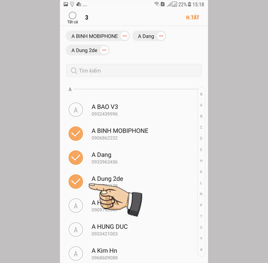 Đánh dấu số điện thoại cần nhập
