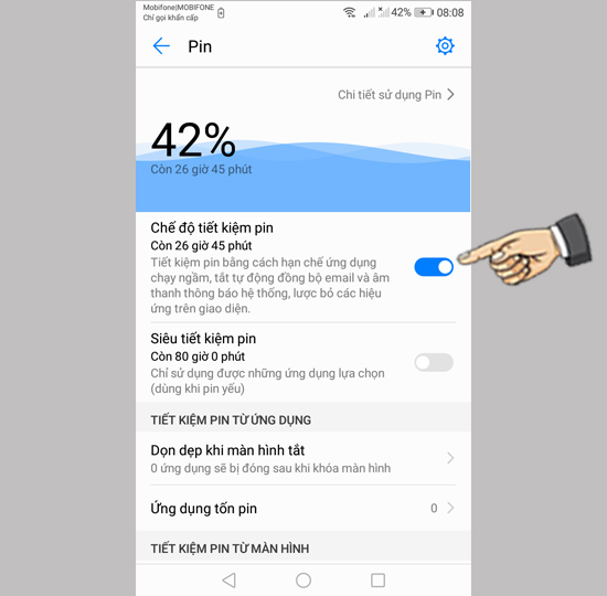Bước 2: Bật tiết kiệm pin.
