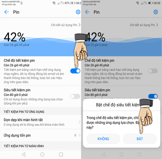 Bước 3: Bật siêu tiết kiệm pin.