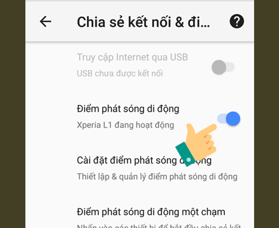 Bước 4: Sau khi thực hiện bước 3, bạn sẽ thấy Điểm phát sóng di động và hãy bật nó lên.