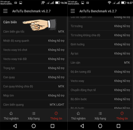 Bước 2: Các cảm biến có trong máy.