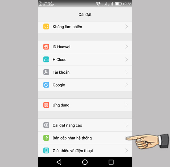 Chọn Bản cập nhật hệ thống