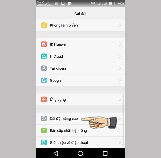  chọn Cài đặt nâng cao