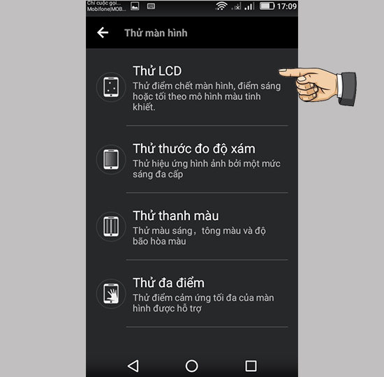 Bước 2: Chọn Thử LCD