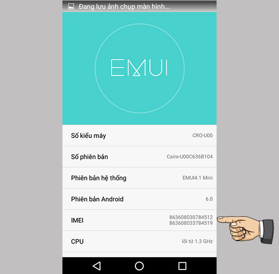 Bước 3: Kiểm tra IMEI máy.