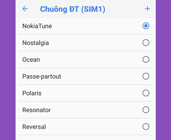 Bước 4: Tại đây, bạn có thể chọn nhạc chuông có sẵn.