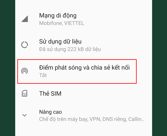 Bước 2: Chọn Điểm phát sóng và chia sẻ kết nối.