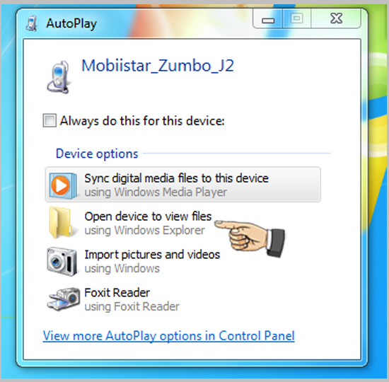 Bước 2: Chọn Open device to view files