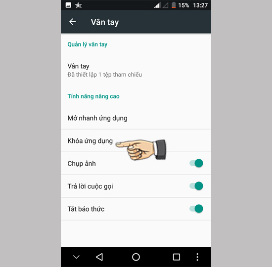Bước 3: Chọn Khóa ứng dụng